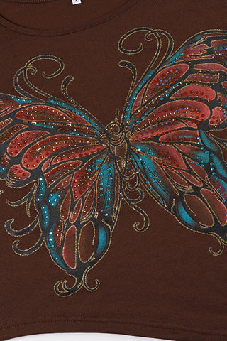 Butterfly Embellished Off-Shoulder Top