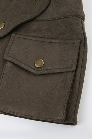 Asymmetric Button-Accented Mini Skirt