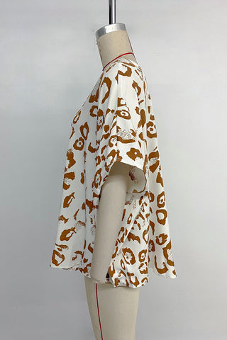 V-Neck Animal Print Relaxed Tee