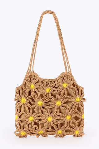 Crochet Floral Tote Bag