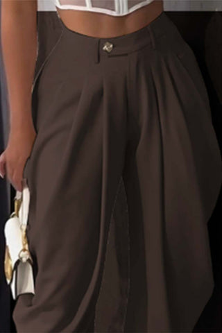 High-Waist Pleated Casual Pants