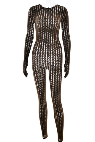 Elegant Lace Long-Sleeve Jumpsuit