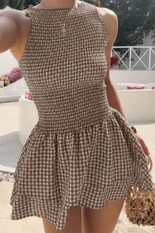 Gingham Sleeveless Casual Dress