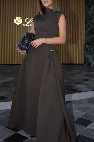 Elegant Maxi Dress with High Collar