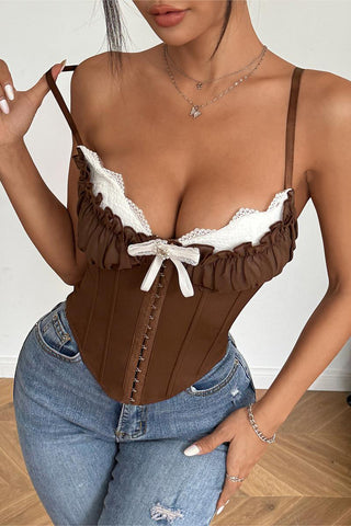 Lace-Trim Corset Tank Top