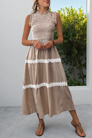 Ruffled Smocked Midi Dress