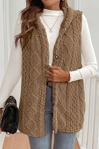 Cozy Hooded Vest with Button Detail