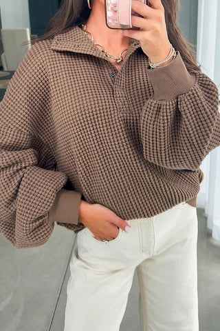 Textured Button-Front Sweatshirt