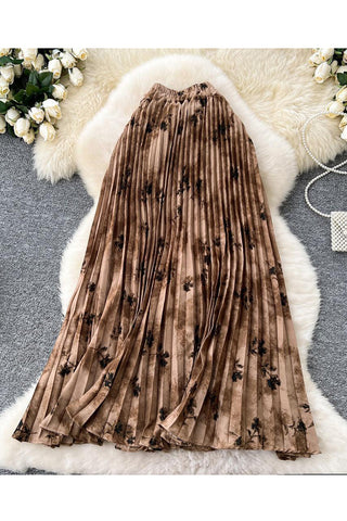 Floral Pleated Maxi Skirt