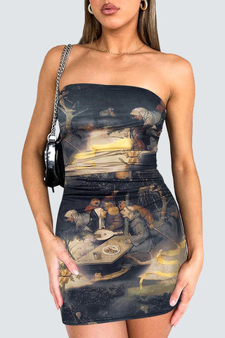 Strapless Tie-Dye Mini Dress