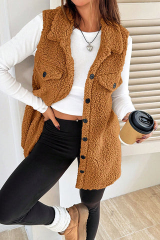 Button-Front Sherpa Vest