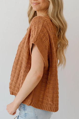 Textured Knit Cap Sleeve Top