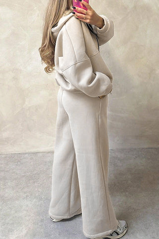 Zip-Front Wide-Leg Pants Set