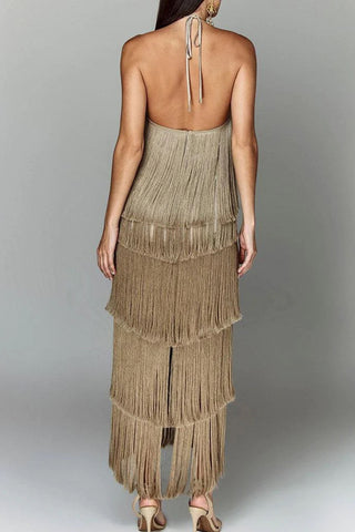 Fringe Halter Night Out Dress