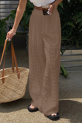 Eyelet Wide-Leg Beach Pants
