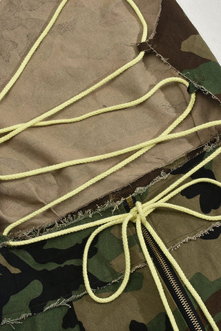 One-Shoulder Camouflage Midi Dress