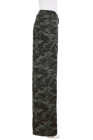Wide-Leg Camo Casual Pants