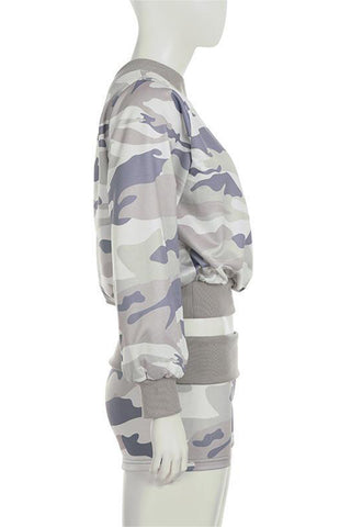 Off-Shoulder Camo Short Set