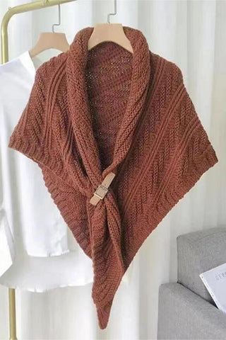 Buckle-Closure Knit Poncho