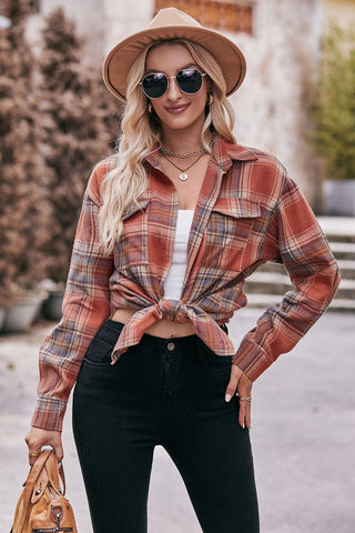 Plaid Button-Front Blouse