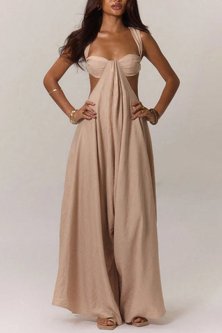 Cutout Jumpsuit with Flowing Skirt