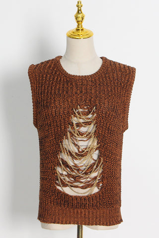 Textured Tank with Chain Detail