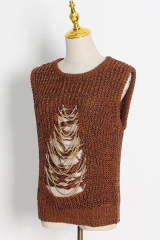 Textured Tank with Chain Detail