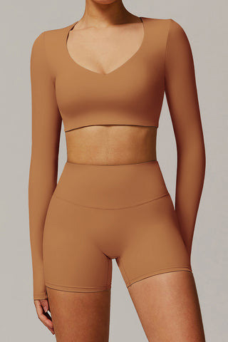 Strappy Plunge Neck Sports Short Set