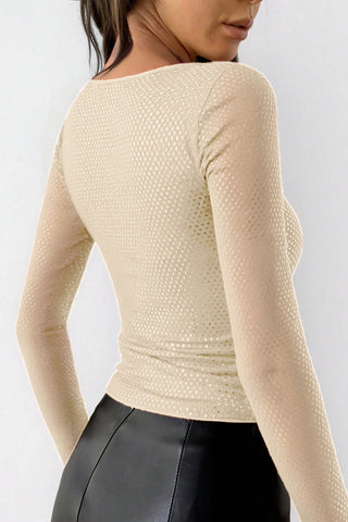 Deep V-Neck Long Sleeve Top