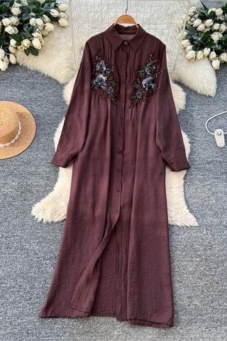 Button-Front Floral Maxi Dress