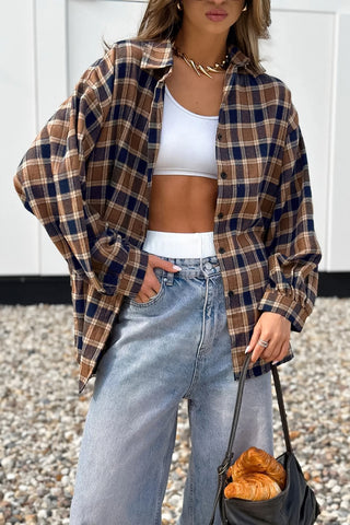Oversized Plaid Button-Down Shirt