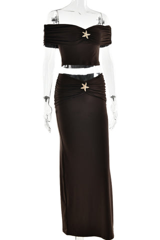 Off-Shoulder Star Embellished Set