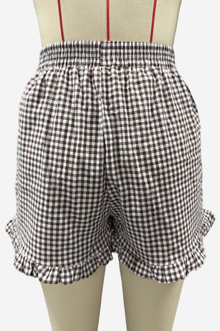 Ruffled Gingham Casual Shorts