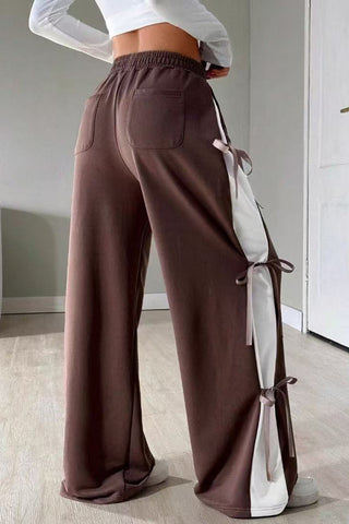 Side Tie Ribbon Casual Pants