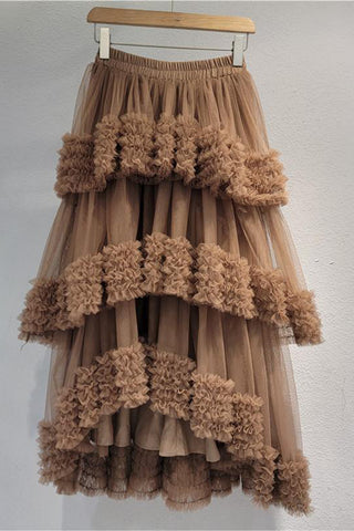 Tiered Ruffle Midi Skirt