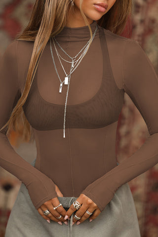 Sheer Mesh Long Sleeve Top