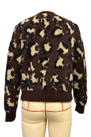 Button-Front Leopard Print Cardigan