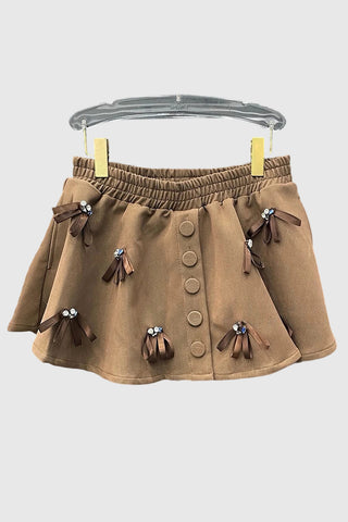 Embellished Buttoned Mini Skirt