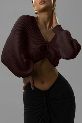 Cropped V-Neck Sweater