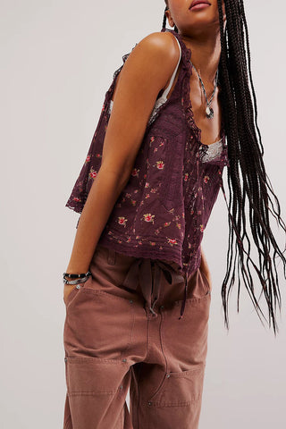 Lace-Trimmed Button-Front Tank