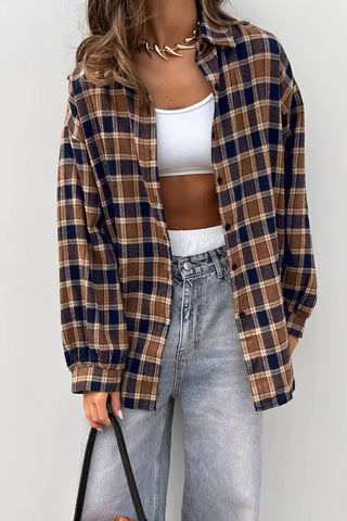 Oversized Plaid Button-Down Shirt