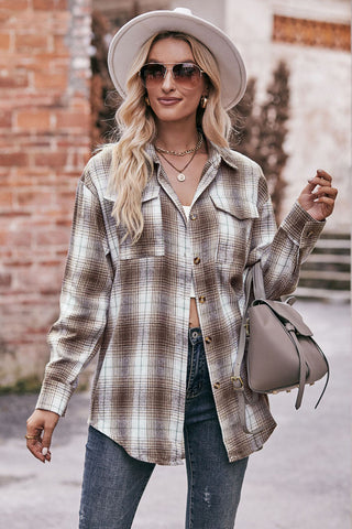 Plaid Button-Front Blouse