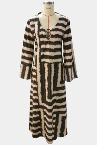 Geometric Long Sleeve Casual Dress