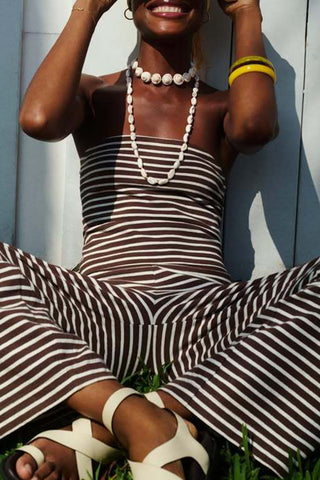 Strapless Striped Pants Set