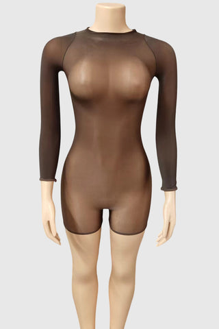 Long-Sleeve Sheer Romper