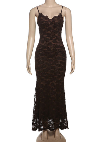 Elegant Spaghetti Strap Lace Dress