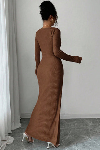 Elegant Long-Sleeve Asymmetrical Dress