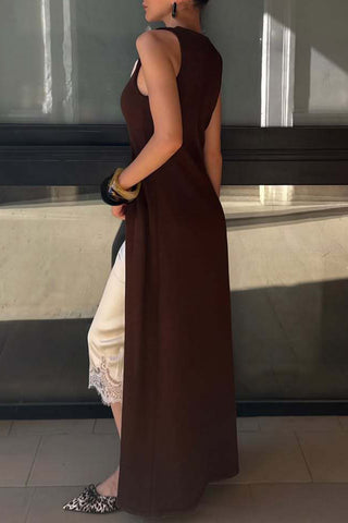 Sleeveless Knit Button-Front Tunic