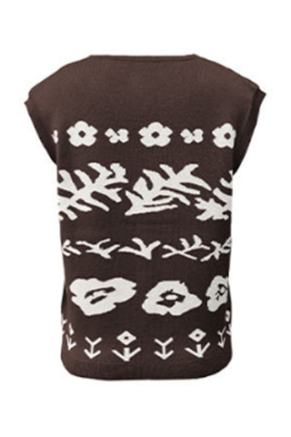 Floral Button-Front Sweater Vest
