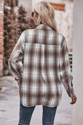 Plaid Button-Front Blouse